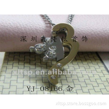 TC5 316L Stainless Steel Crystal Gold Half Heart Pendant